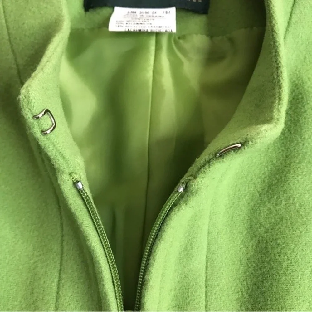 Harve Benard Wool Cashmere Blend Zip Front Short Green Jacket Womens Size 14